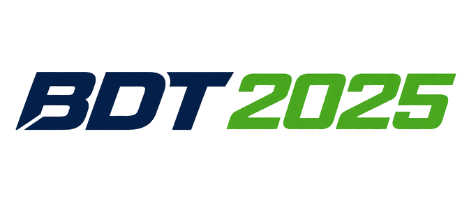 bdt 2025 logo with a dark purple sci-fi frame